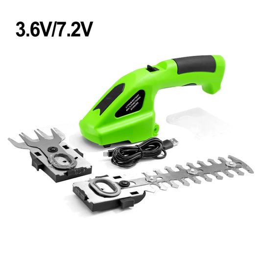 1pc 2-in-1 Handheld Electric Hedge Trimmer Dual-sided Safety Lock Cordless Grass Shear Shrub Cutter Garden Tools 32.5x9.6x12.5cm