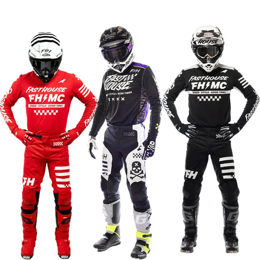 FH MX Jersey Print 2024 Purple Jersey Set Dirt Bike Motocross Gear Set ATV Motorcycle Combo Off Road Jersey And Pant