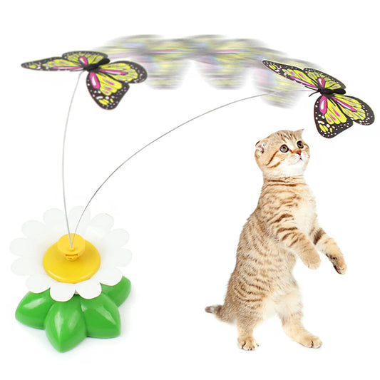 Automatic Electric Rotating Cat Toy Colorful Butterfly Bird Animal Shape Plastic Funny Pet Dog Kitten Interactive Training Toys